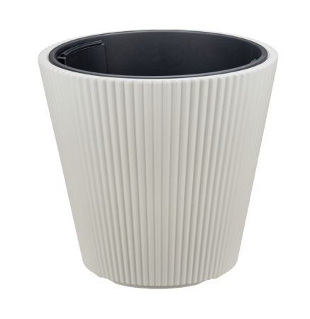 Кашпо Стрип D390мм H370 мм 30л со вставкой Кремовый